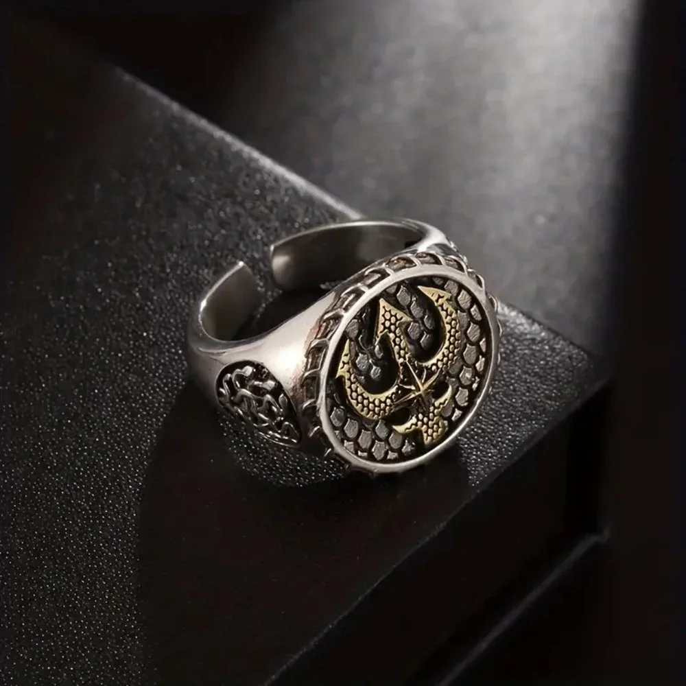 Retro Trident Open Ring Men's Biker Punk Jewelry Fashion Ring